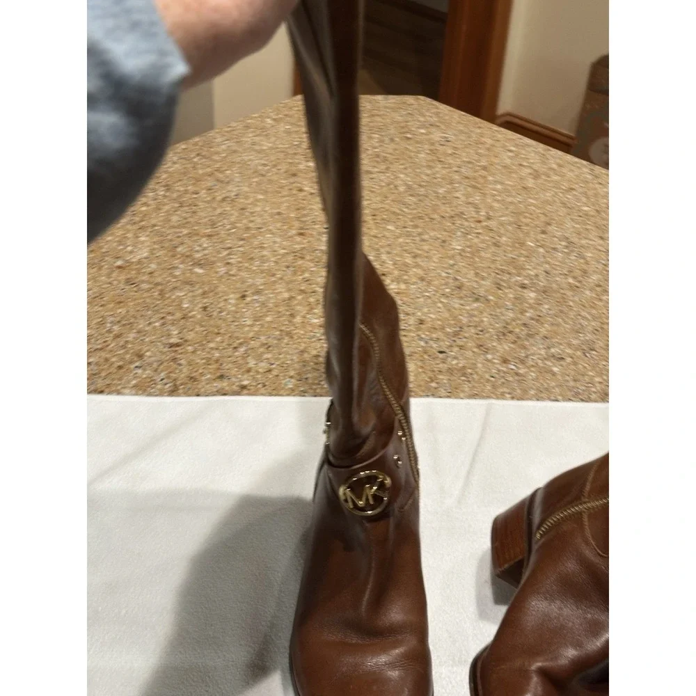 Michael Kors Heather Women's Brown Leather Knee Riding Boots 16